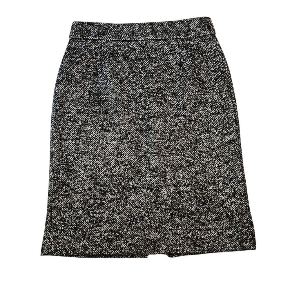 J Crew Metallic Tweed Knee Skirt Sz 6 Wool Blend